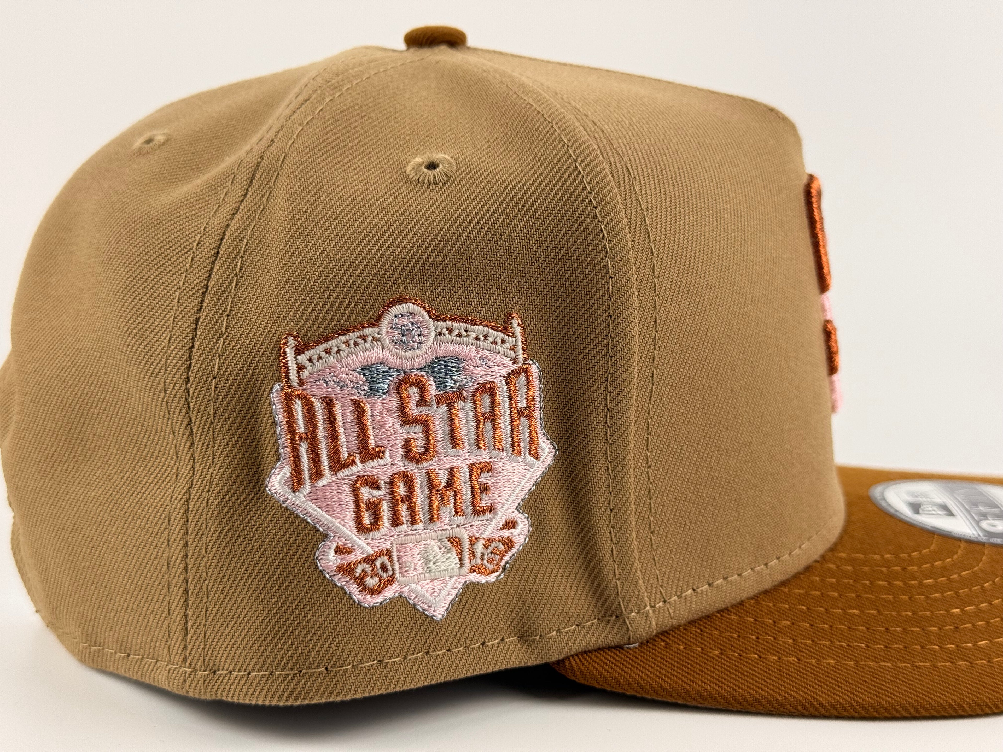 San Diego Padres New Era 950 A-Frame Snapback Khaki Crown/Brown Visor All Star Game Side Patch