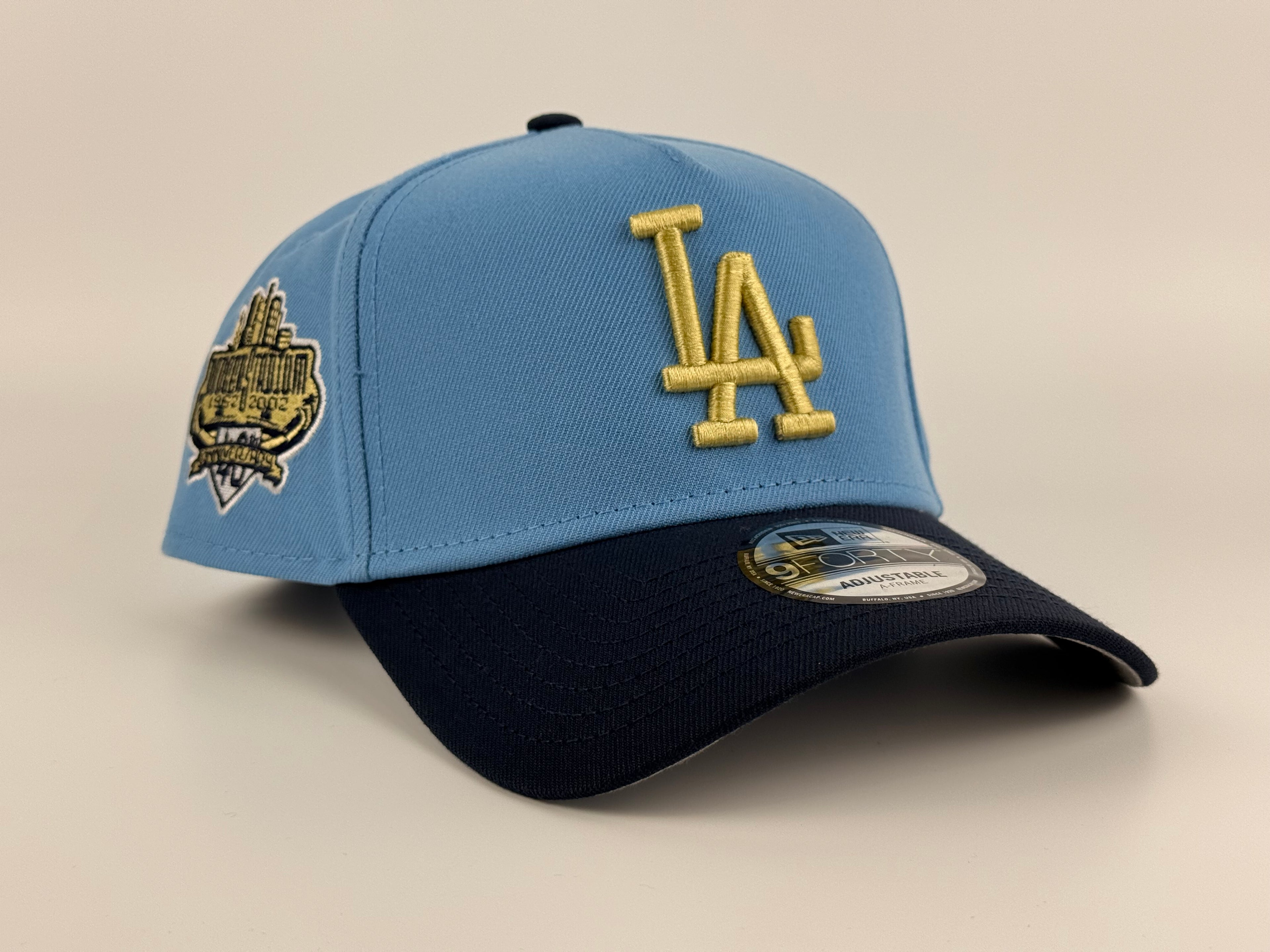 Los Angeles Dodgers New Era A-Frame Adjustable Cap Sky Blue Crown/Navy Blue Visor Dodgers Stadium Side Patch