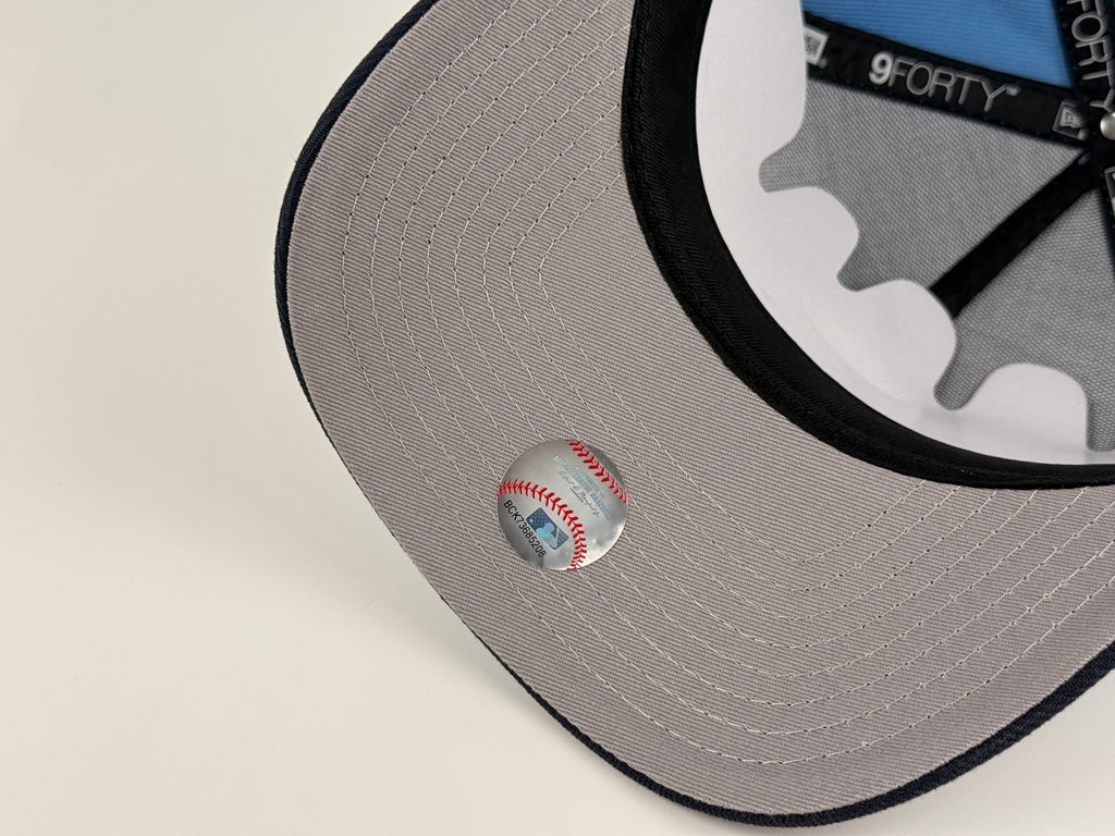 Florida Marlins New Era 940 A-Frame Adjustable Cap 2003 WS Side Patch Sky Blue Crown/Navy Blue Visor