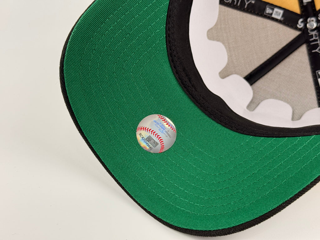 San Diego Padres New Era 940 A-Frame Adjustable Gold Crown/Black Visor 50th Anniversary Side Patch