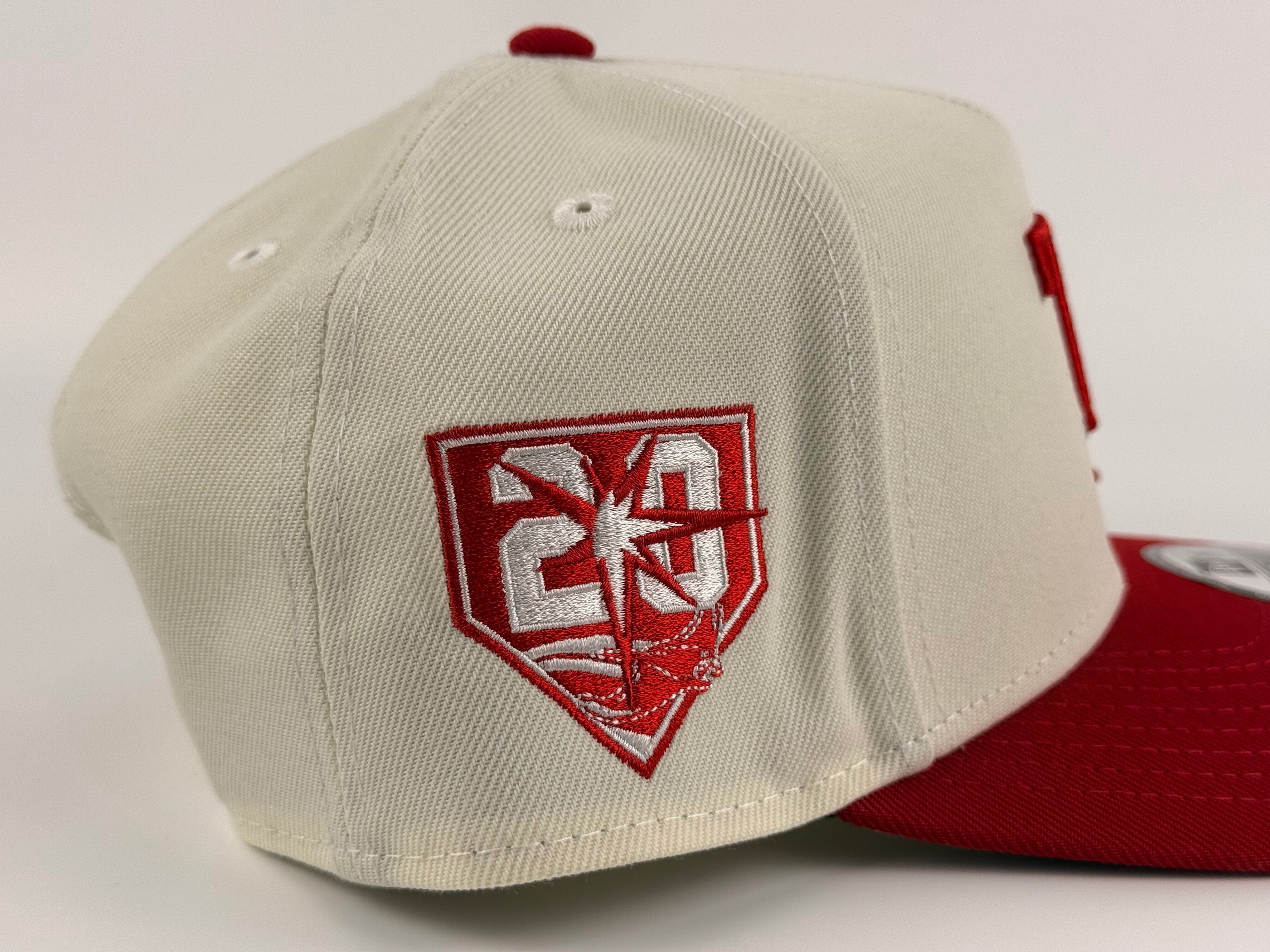 Tampa Bay Rays New Era 940 A-Frame Adjustable Cap Cream Crown/Red Visor