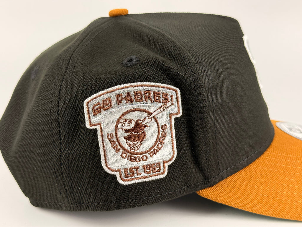 San Diego Padres New Era 940 A-Frame Adjustable Cap Black Crown/Brown Visor