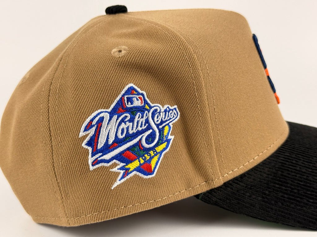 San Diego Padres New Era 940 A-Frame Adjustable Khaki Crown/Black Corduroy Visor 1998 WS Side Patch