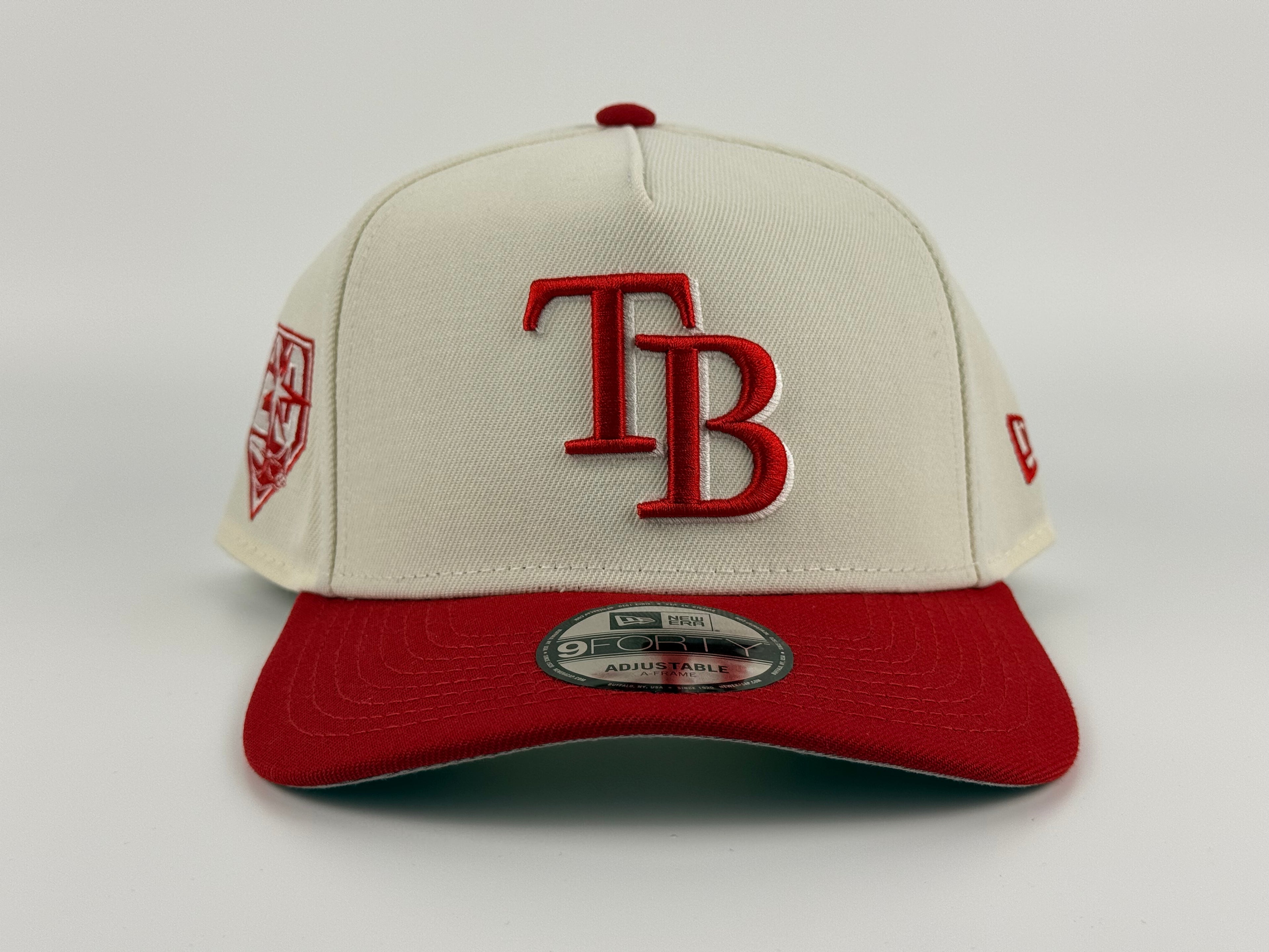 Tampa Bay Rays New Era 940 A-Frame Adjustable Cap Cream Crown/Red Visor