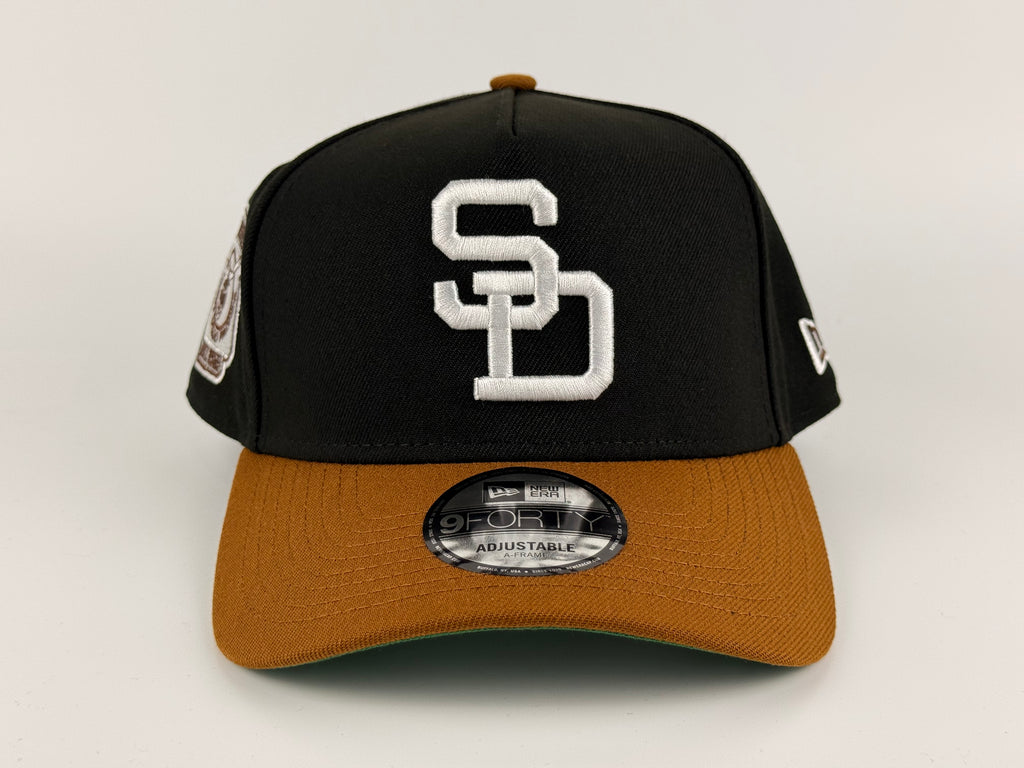 San Diego Padres New Era 940 A-Frame Adjustable Cap Black Crown/Brown Visor