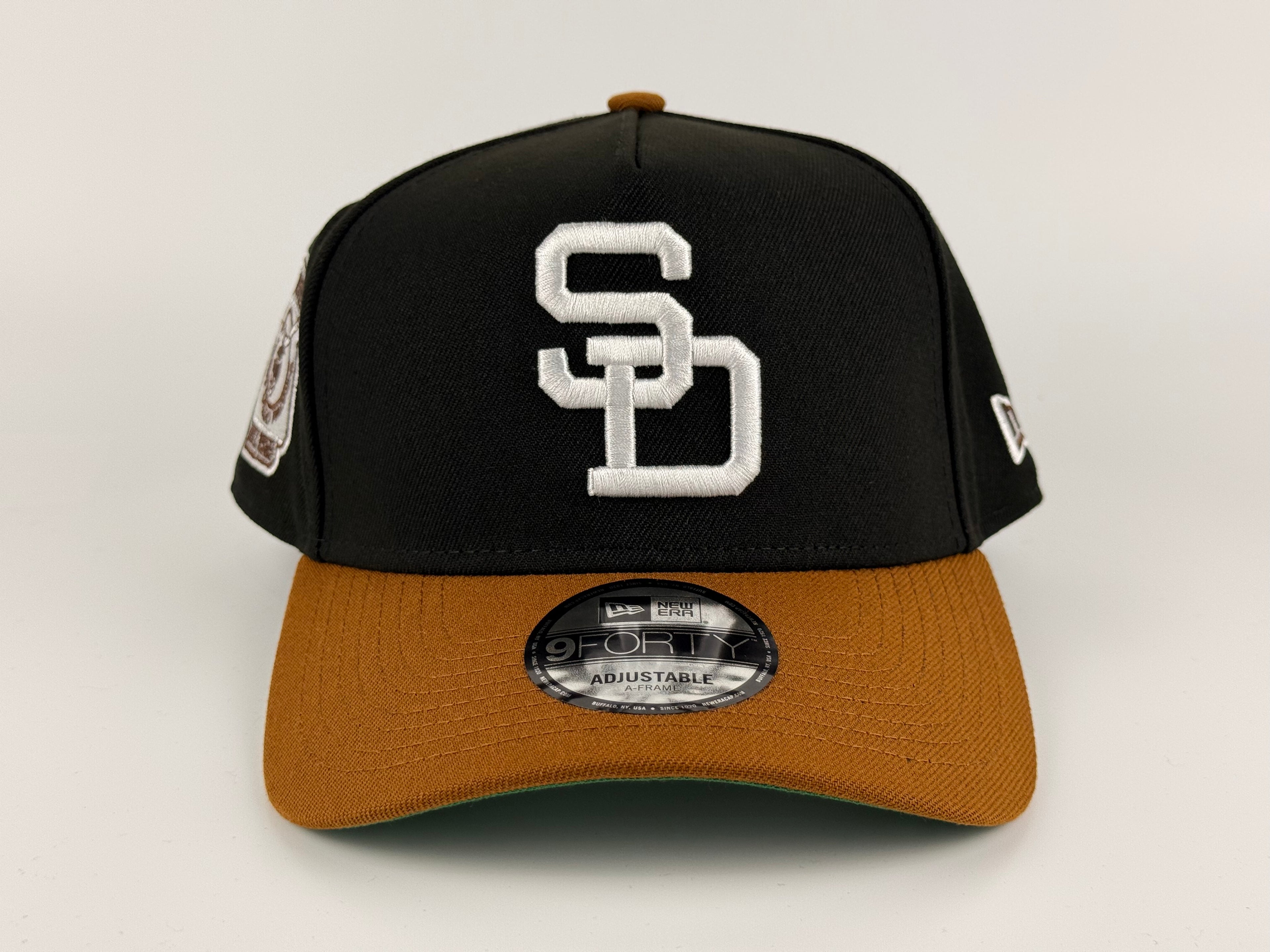 San Diego Padres New Era 940 A-Frame Adjustable Cap Black Crown/Brown Visor