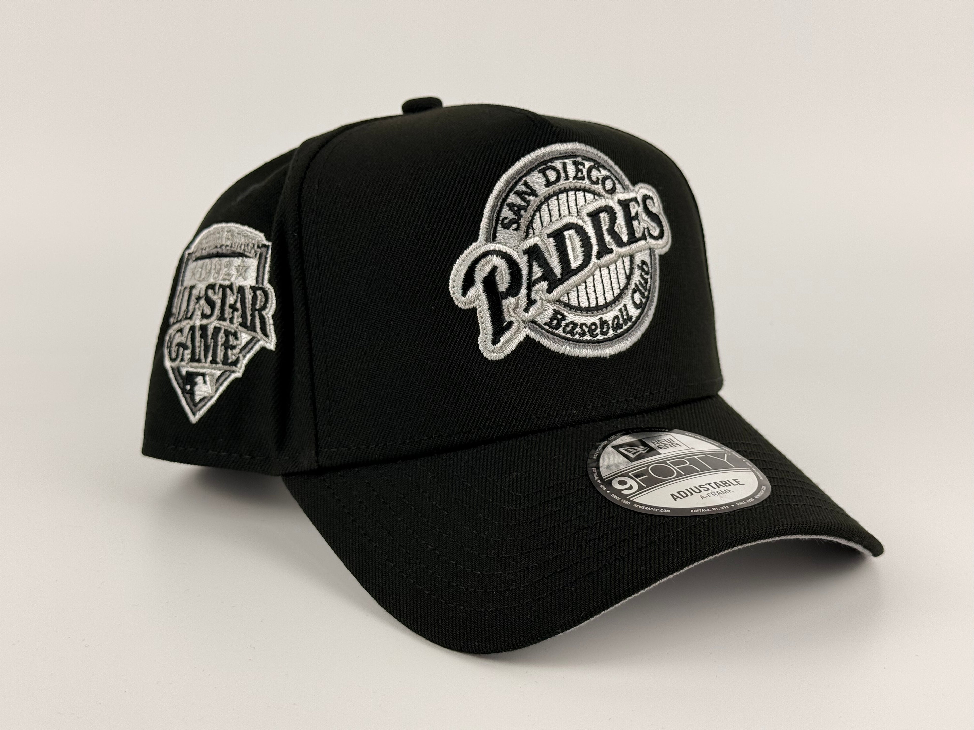 San Diego Padres Baseball Club New Era 940 A-Frame Adjustable All Star Game Side Patch Black