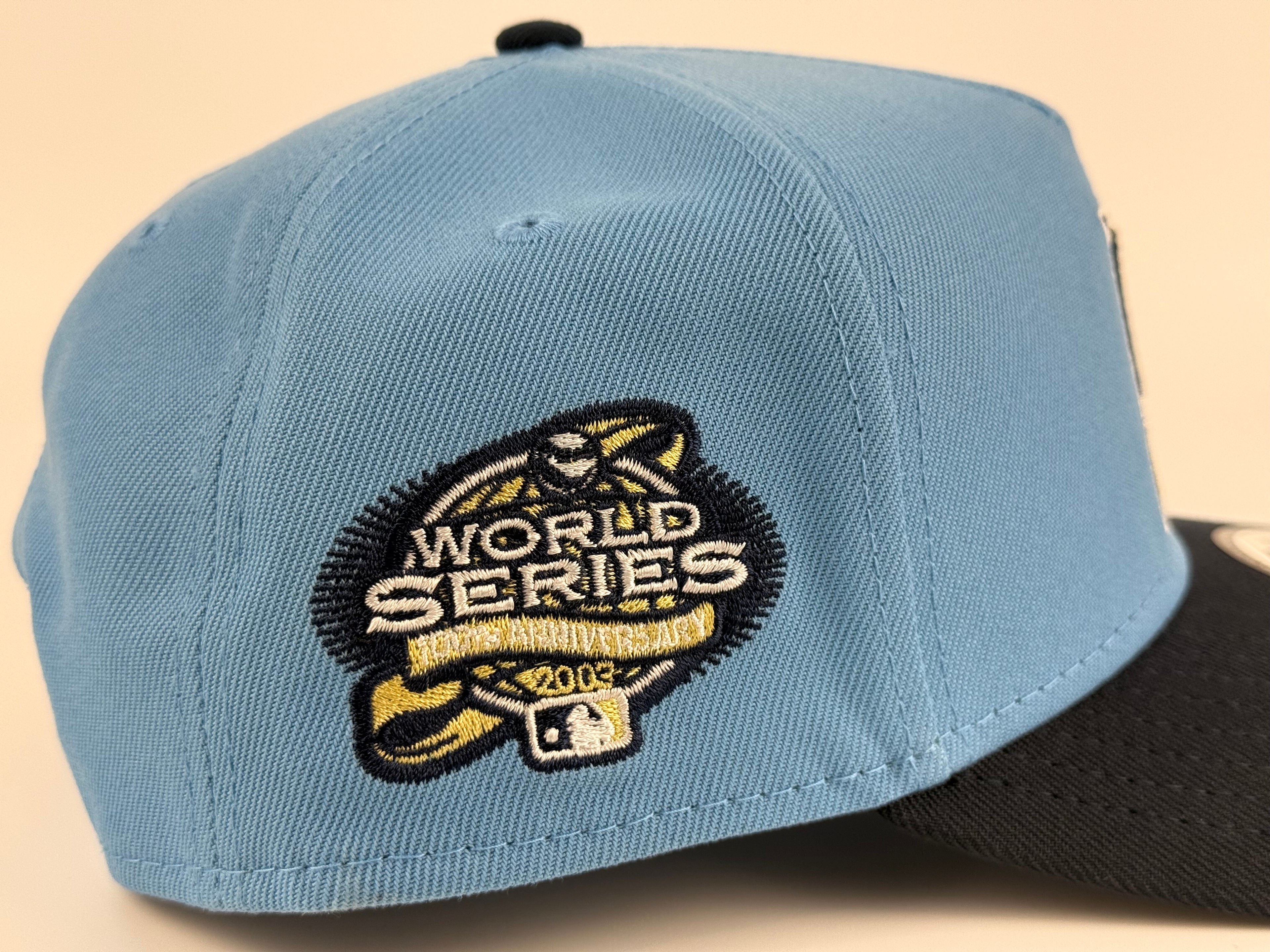 Florida Marlins New Era 940 A-Frame Adjustable Cap 2003 WS Side Patch Sky Blue Crown/Navy Blue Visor