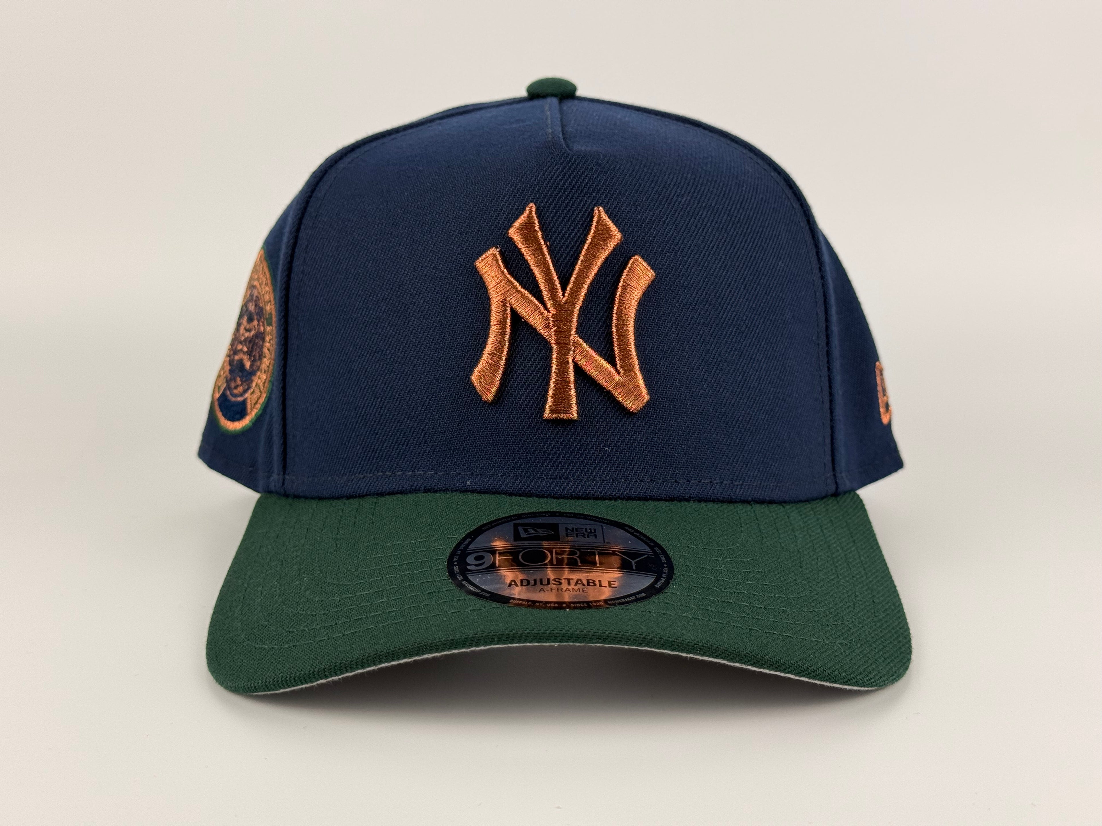 New York Yankees New Era 940 A-Frame Adjustable Cap Navy Blue Crown/Green Visor 1937 WS Side Patch