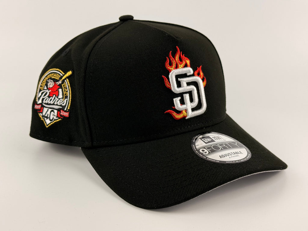 San Diego Padres New Era 940 A-Frame Ajustable Black 40th Anniversary Side Patch