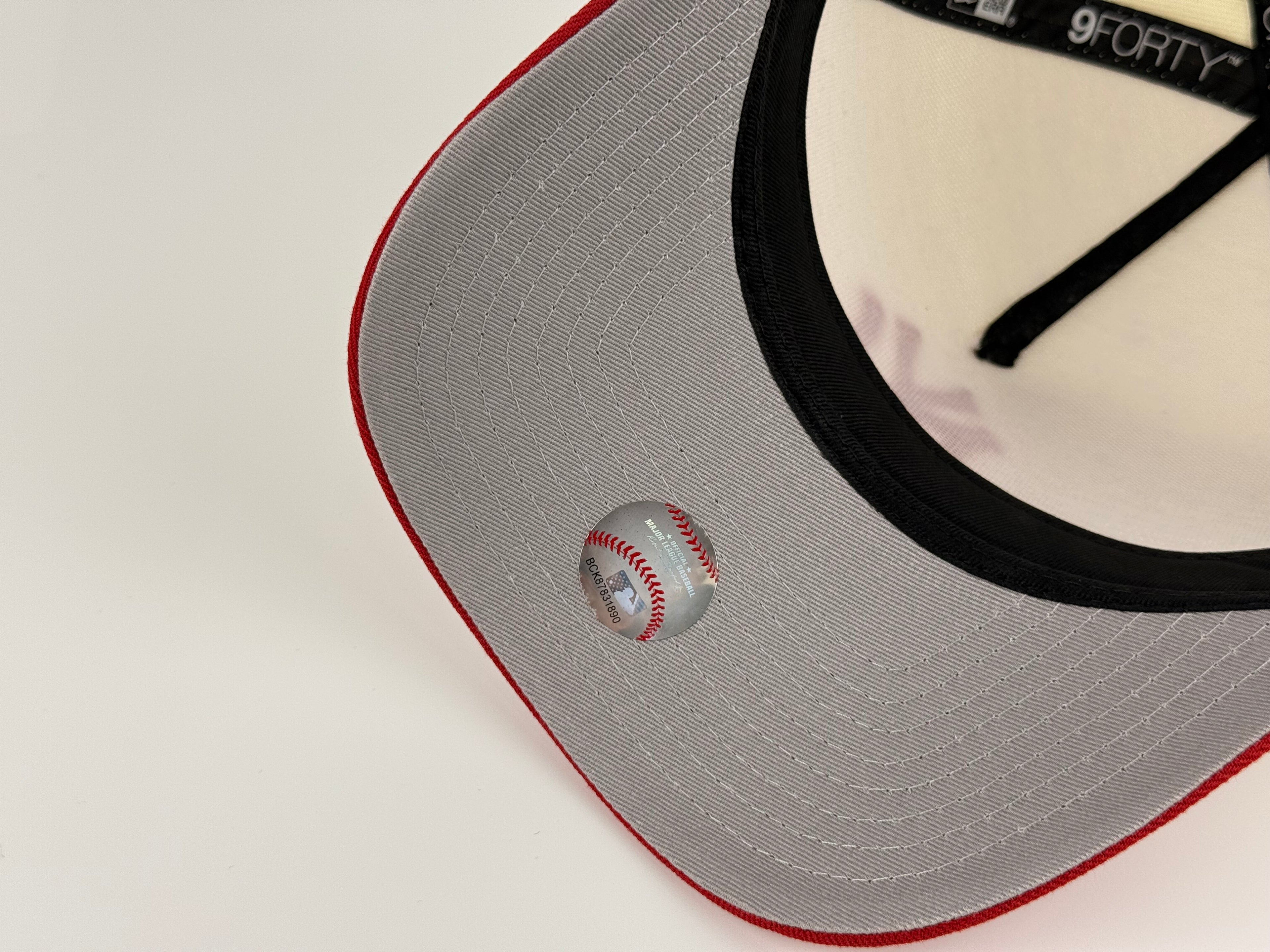 New York Yankees New Era 940 A-Frame Adjustable Cap Cream Crown/Red Visor