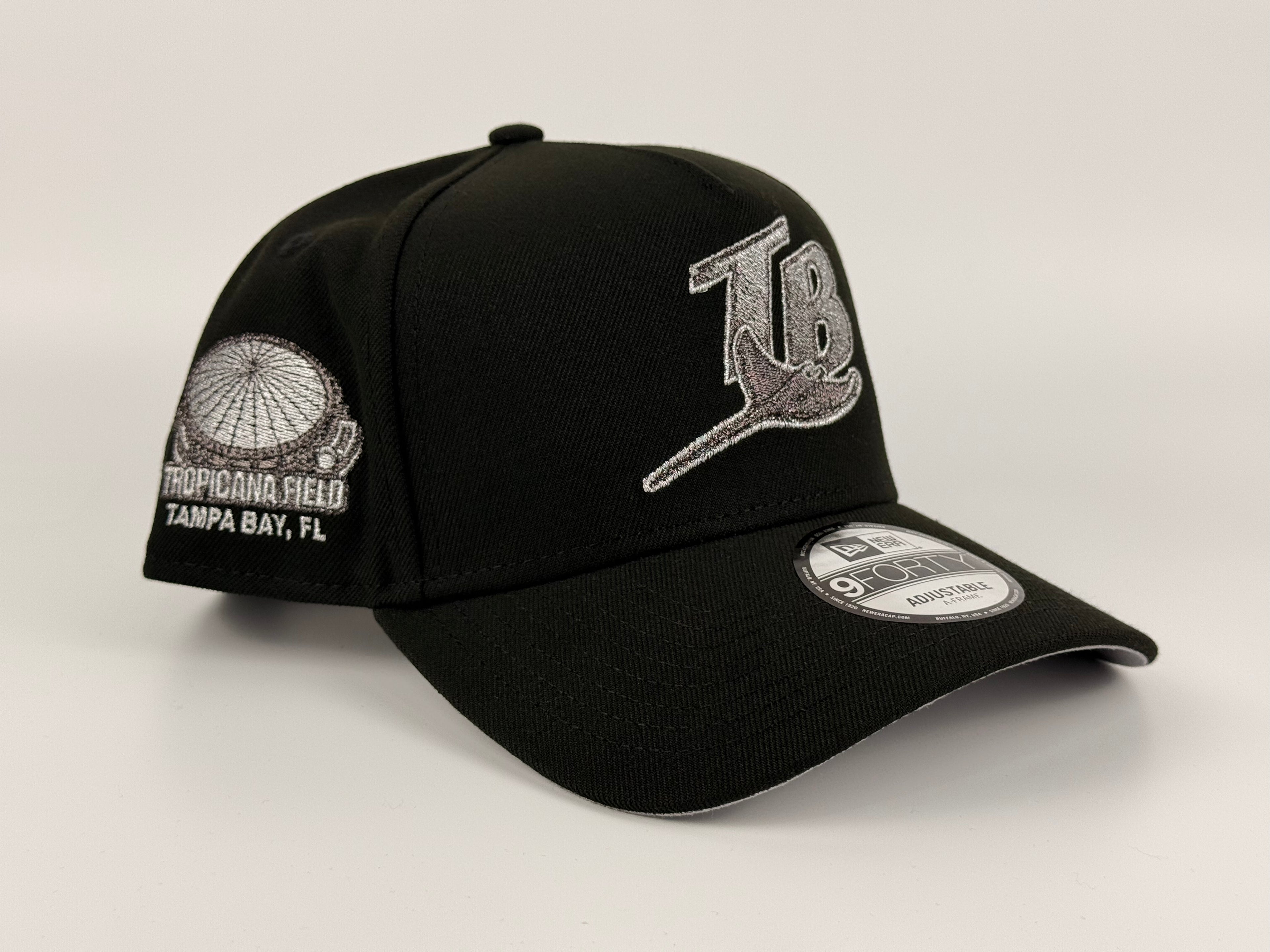 Tampa Bay Rays New Era 940 A-Frame Adjustable Black/Chrome Tropicana Field Side Patch