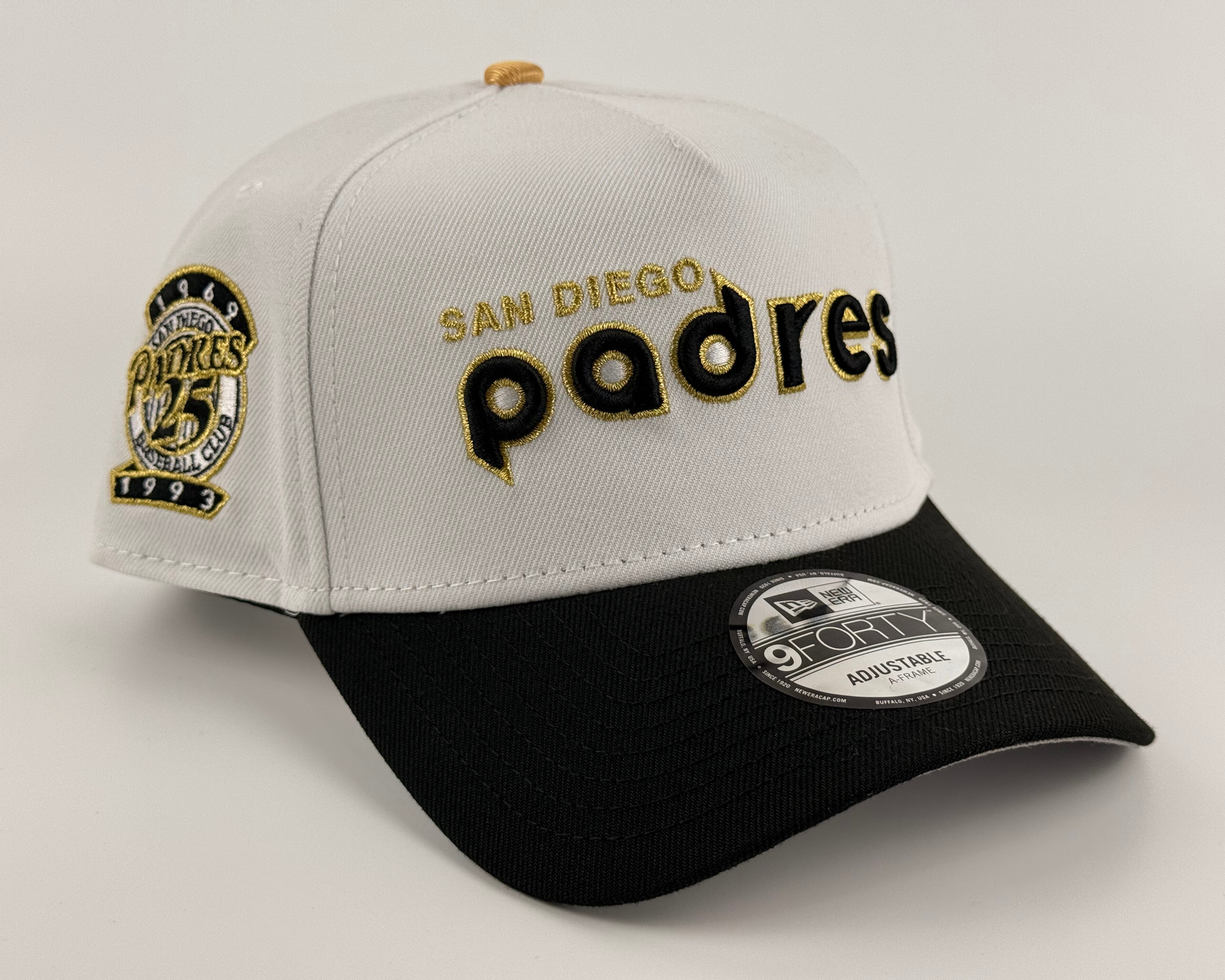 San Diego Padres New Era 940 A-Frame Snapback White Crown/Black Visor