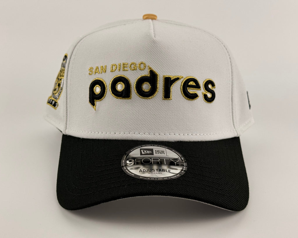 San Diego Padres New Era 940 A-Frame Snapback White Crown/Black Visor
