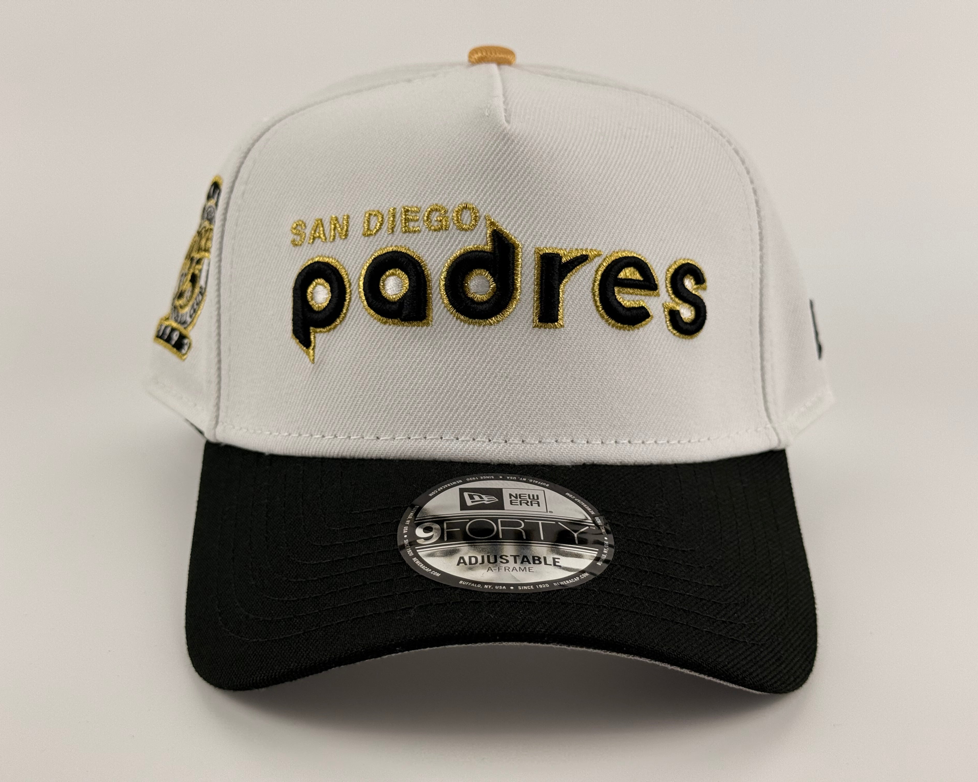San Diego Padres New Era 940 A-Frame Snapback White Crown/Black Visor