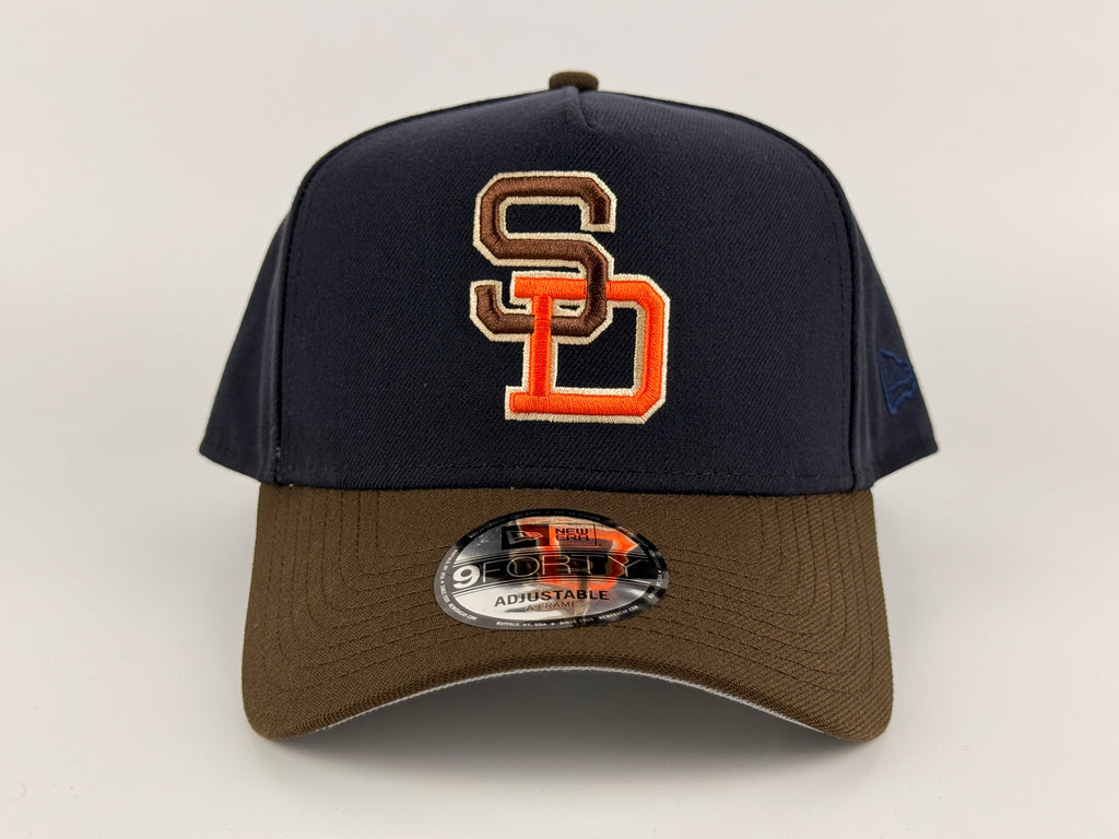 San Diego Padres New Era 940 A-Frame Snapback Navy Blue Crown/Brown Visor