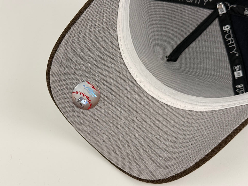 San Diego Padres New Era 940 A-Frame Snapback Navy Blue Crown/Brown Visor