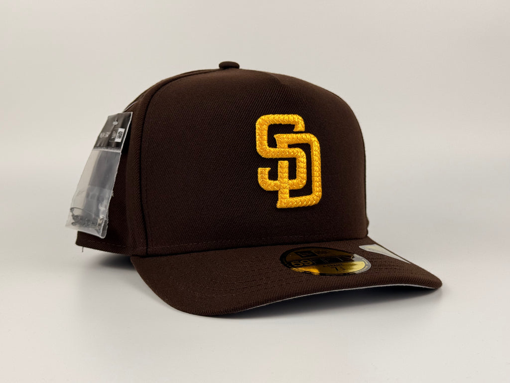 San Diego Padres Rope SD New Era Cap 5950 A Frame Fitted Hat Brown w Pin