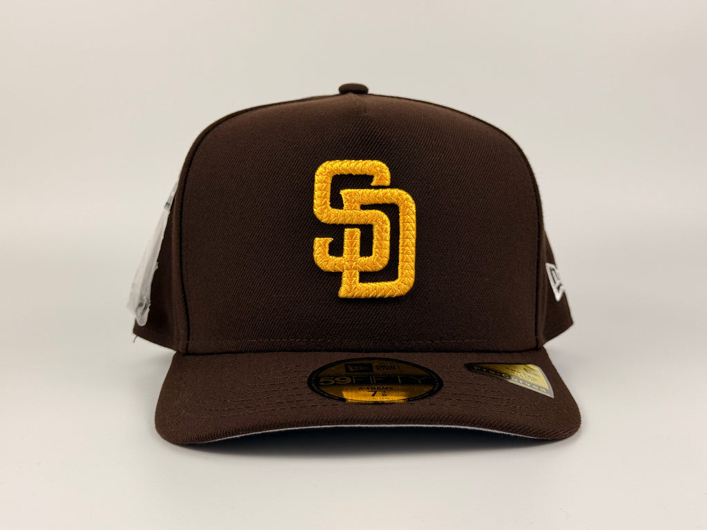 San Diego Padres Rope SD New Era Cap 5950 A Frame Fitted Hat Brown w Pin