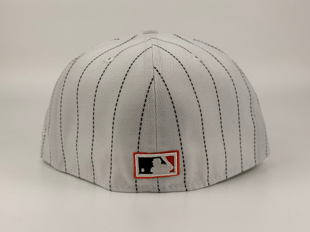 San Diego Padres 80s Pinstripe 25th Anniversary Side Patch New Era Cap 5950 Fitted Hat White/Black