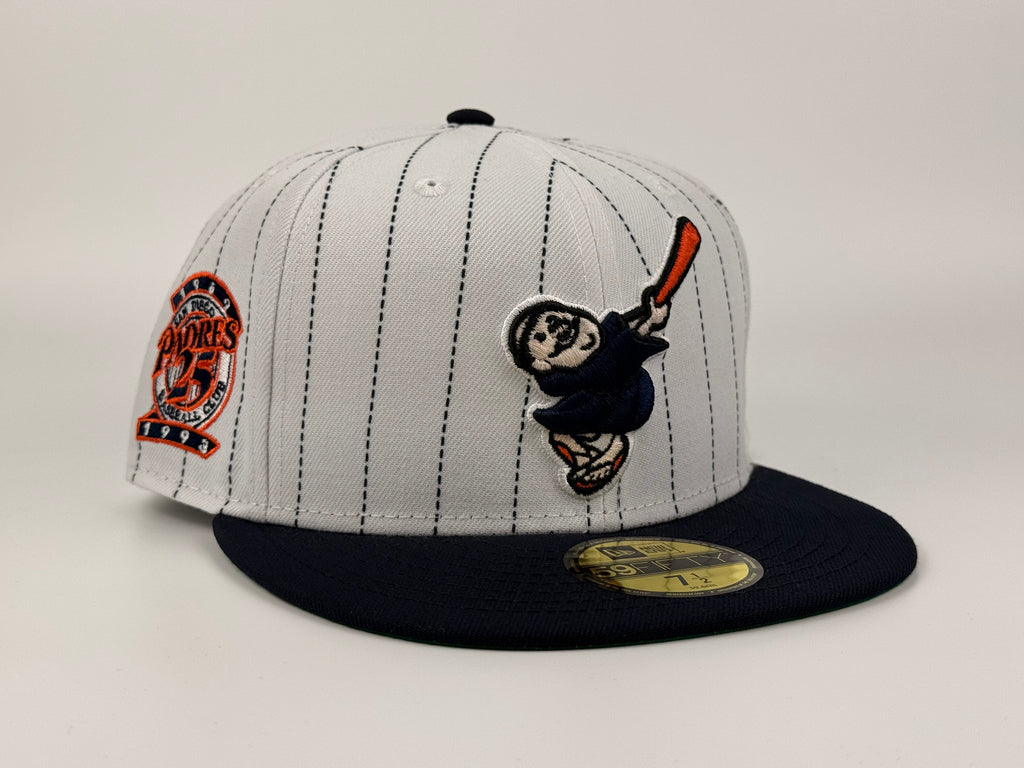 San Diego Padres 80s Pinstripe Swinging Friar New Era Cap 5950 Fitted Hat White/Navy