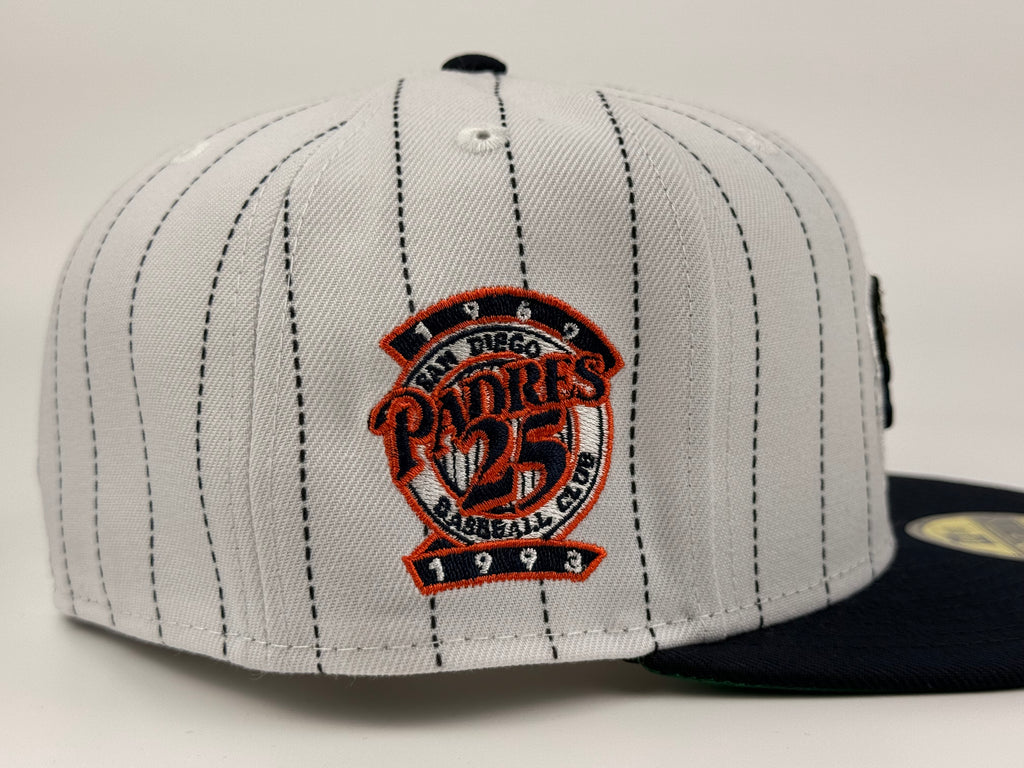 San Diego Padres 80s Pinstripe Swinging Friar New Era Cap 5950 Fitted Hat White/Navy