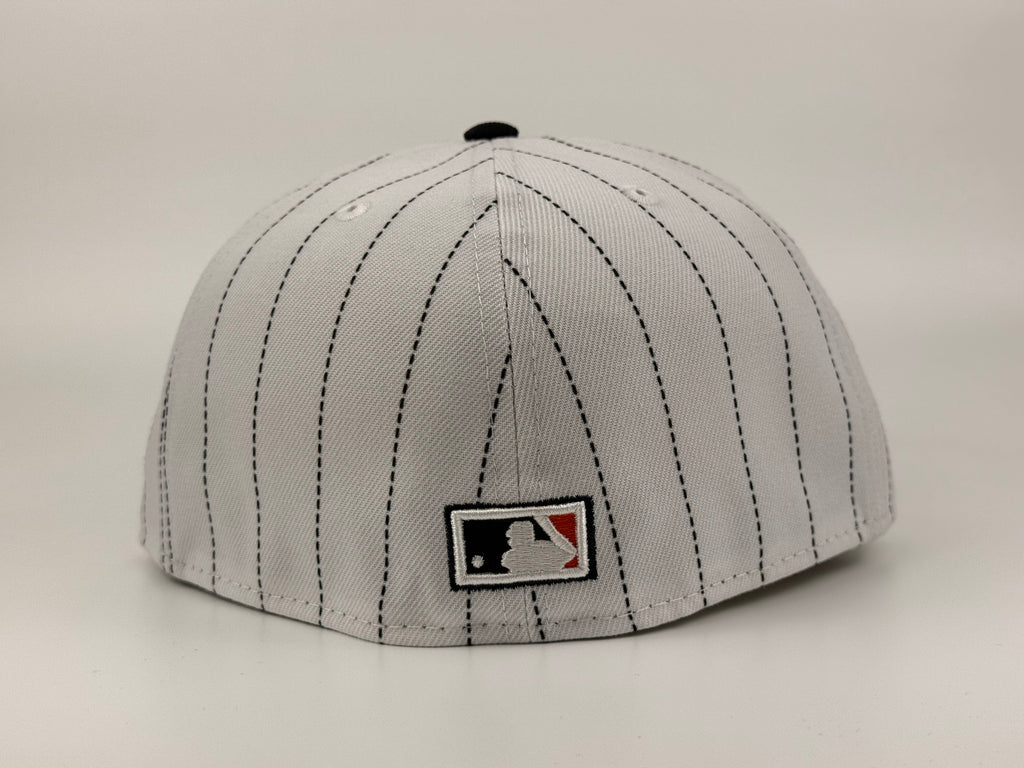 San Diego Padres 80s Pinstripe Swinging Friar New Era Cap 5950 Fitted Hat White/Navy