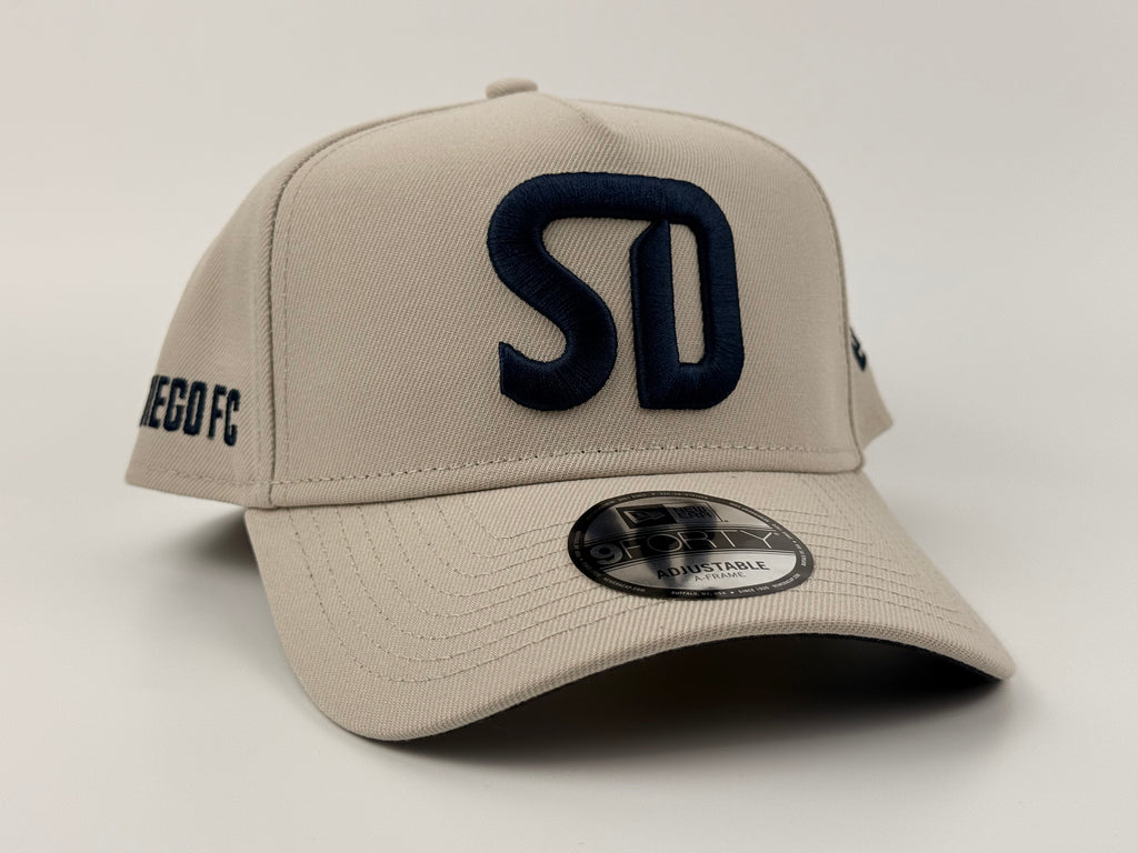 San Diego FC New Era Cap 940 A Frame Adjustable Hat Stone/Navy Blue