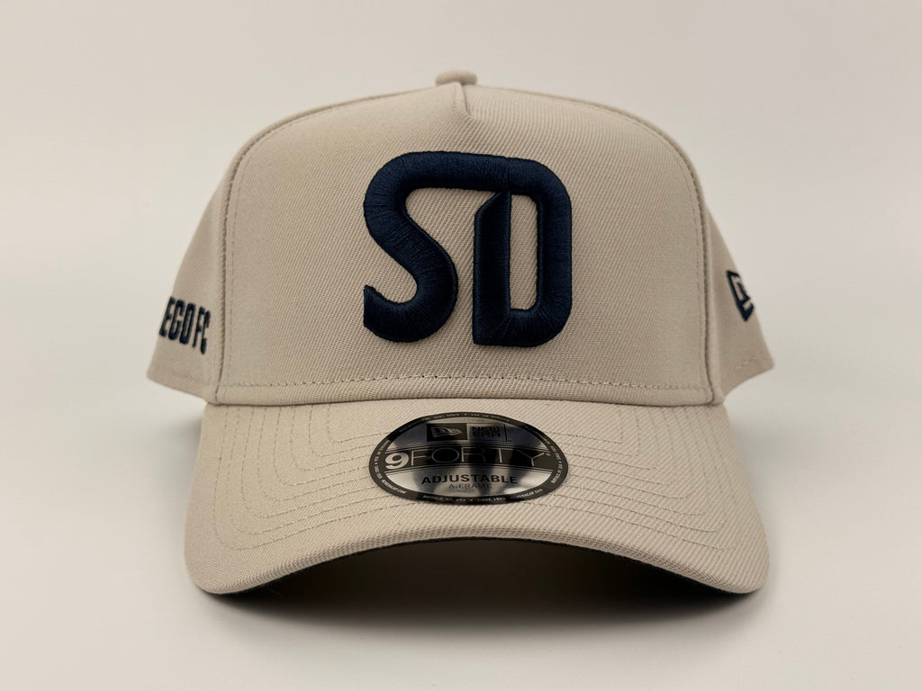 San Diego FC New Era Cap 940 A Frame Adjustable Hat Stone/Navy Blue