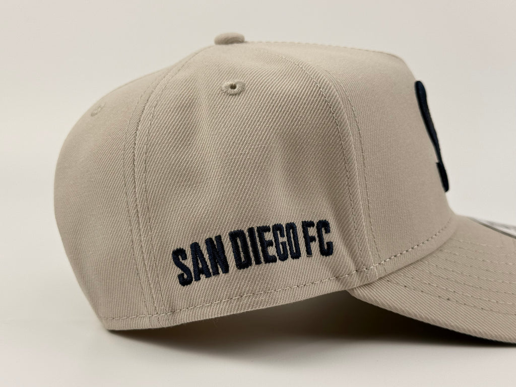 San Diego FC New Era Cap 940 A Frame Adjustable Hat Stone/Navy Blue
